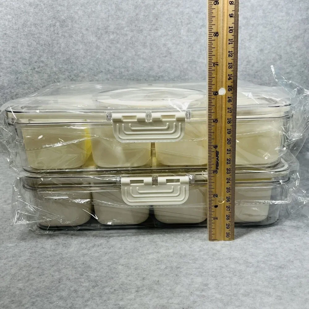 Snackle Box Charcuterie Container 2 Pack Divided Serving‎ Tray with Lid Storage